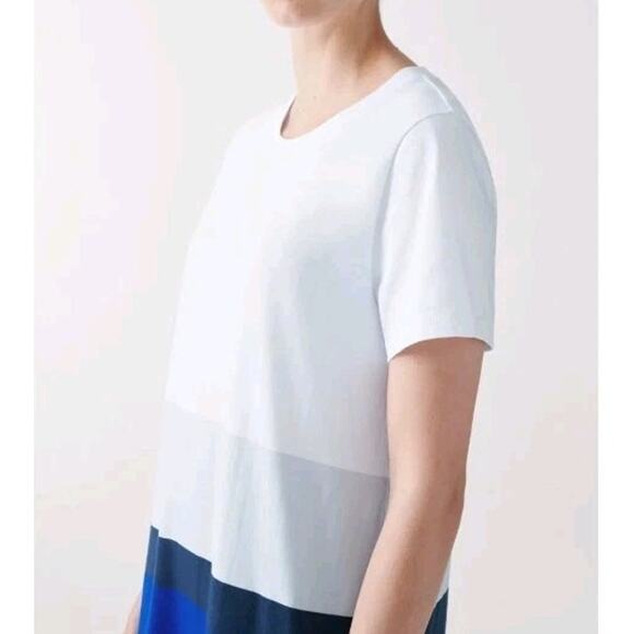 COS Midi Tee T Shirt Dress Womens Medium Blue Gray Colorblock Short Sleeve - Picture 3 of 6